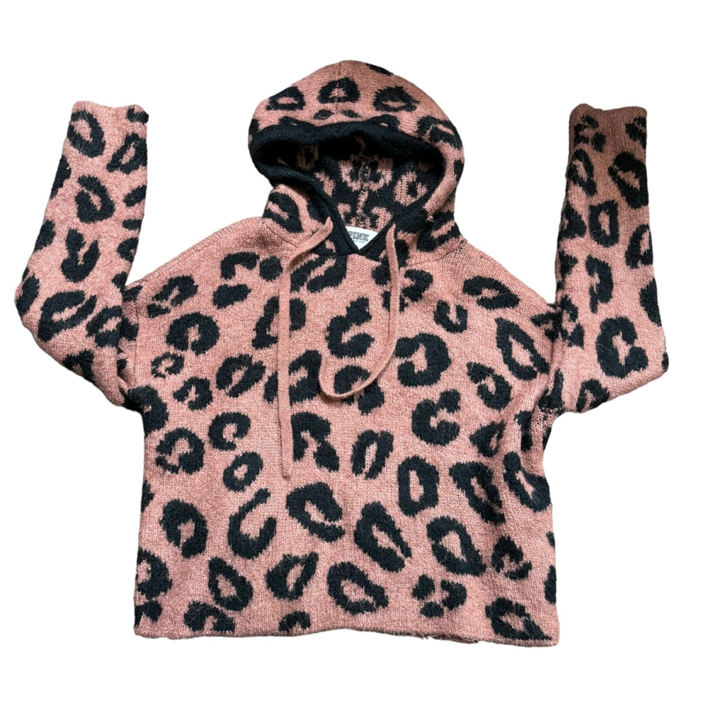 Pink by Victoria’s Secret Leopard print hooded sweater size M